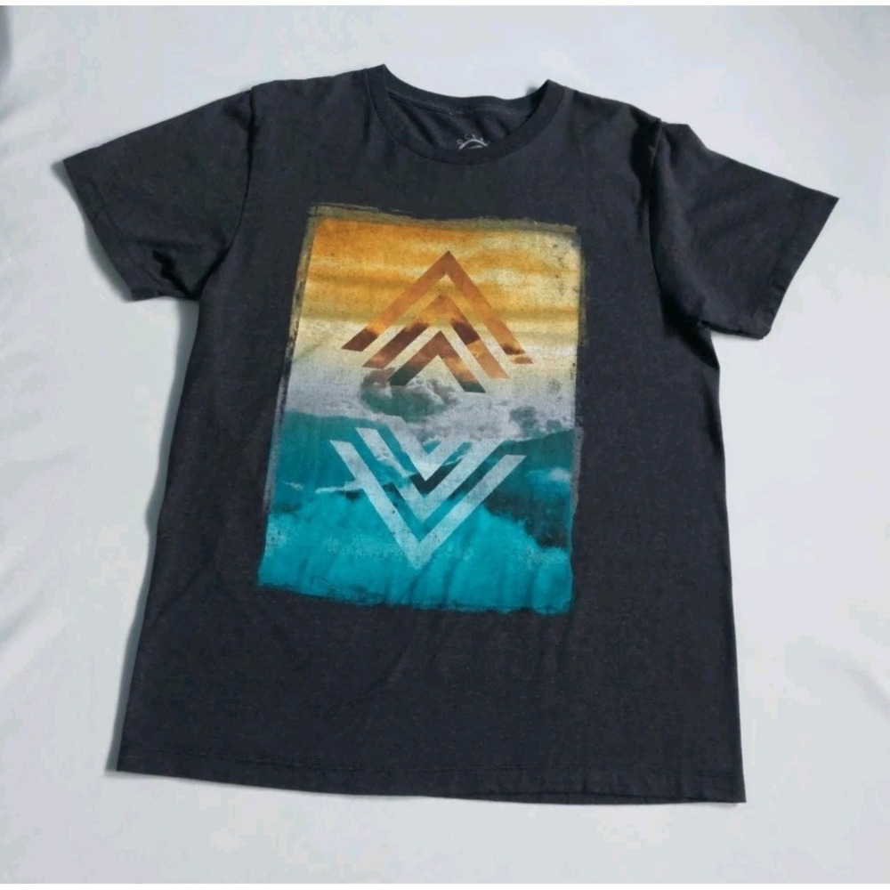 Ocean Current Mens  Gray Medium Silence Graphic T-Shirt Dark Gray